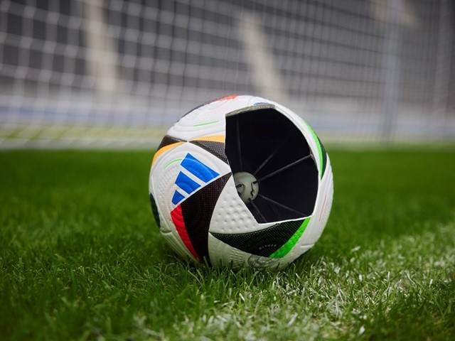 Euro 2024 official match ball, FUSSBALLLIEBE, showcasing its vibrant design.