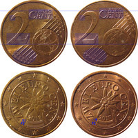 alt text:  Close-up of the new reverse design of the two euro cent coin introduced in 2018.