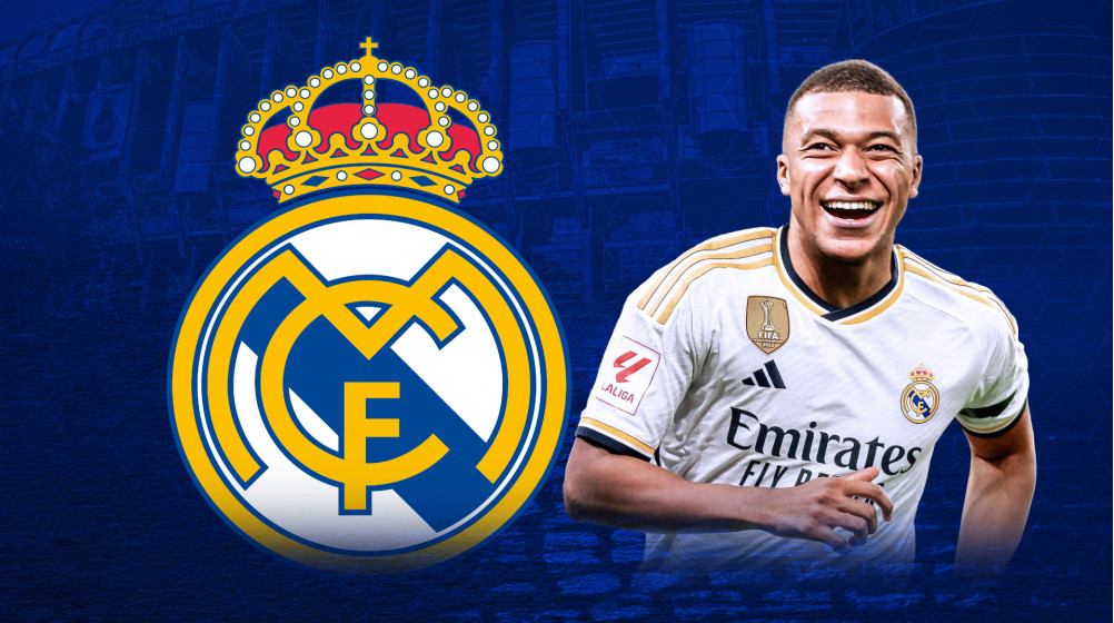 Kylian Mbappe in a Real Madrid jersey