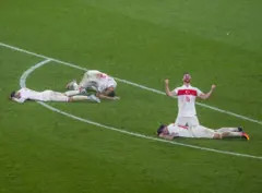 Turkish football team celebrating their Euro 2024 victory